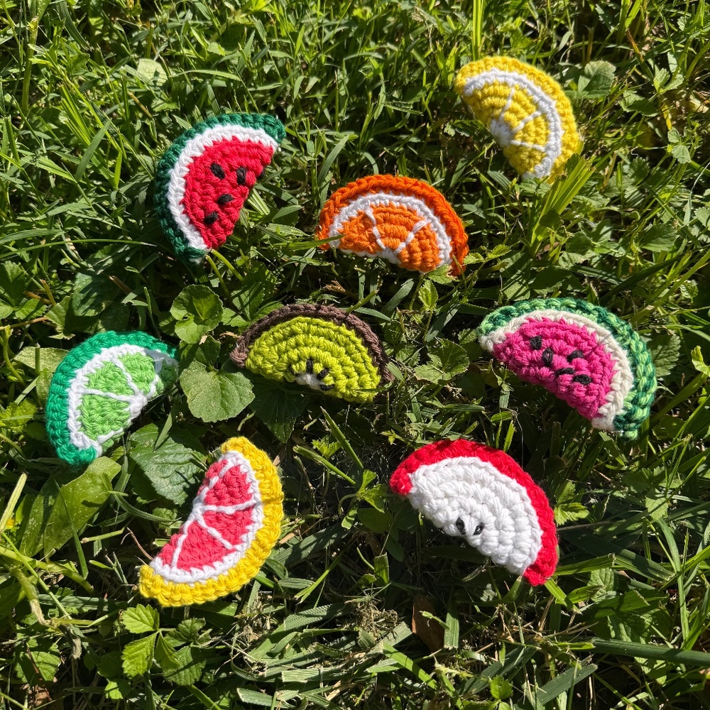 Handmade Crochet Fruit Fidget Keychains - Picture 2 of 10